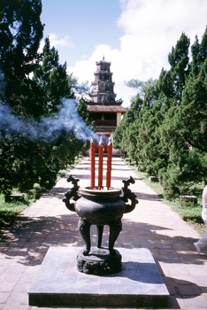 Thien Mu Pagoda and incense