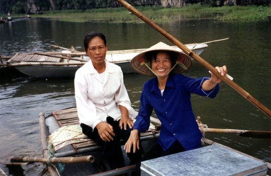 Rowboat ladies in Ninh Binh