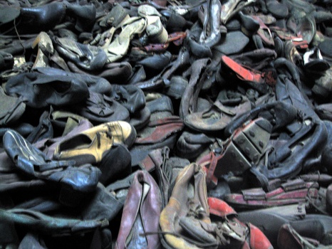 Piles of shoes of victims