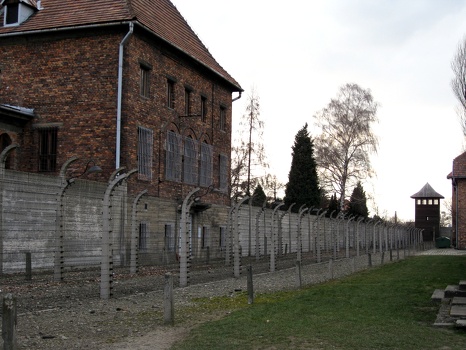 Electrified barbed wires around Auschwitz Perimeter