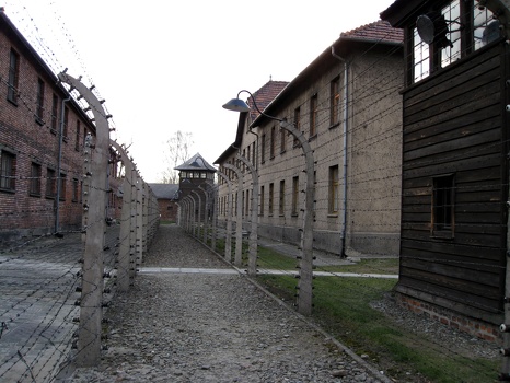 Cell blocks and barbed wire fence