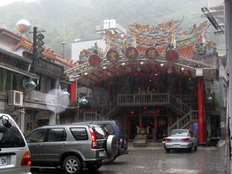 Downpour and temple
