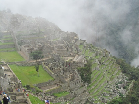 First view of Machu Picchu at dawn