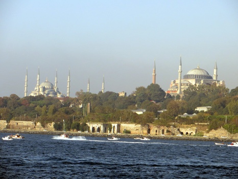 View of the Hagia Sophia and Blue Mosque