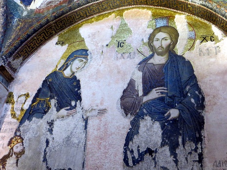 Mosaic of Deesis, Jesus and Mary