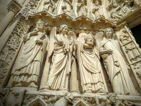 Statue of Saint Denis holding his head, Notre Dame cathedral