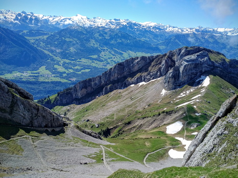 View of Mount Pilatus switchback track