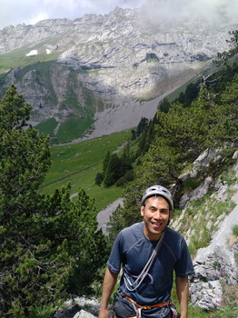 Patrick climbing Mt Pilatus