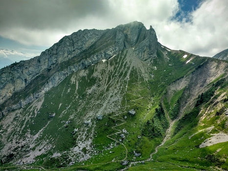 View of swtichback hike on Mt Pilatus
