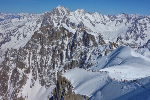 View of Mont Blanc massif from Aiguille du Midi